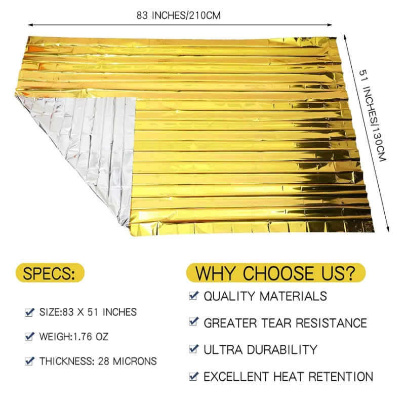 130x210cm Heavy‑Duty Mylar Foi - Emergency Mylar Tent ulasan dan harga